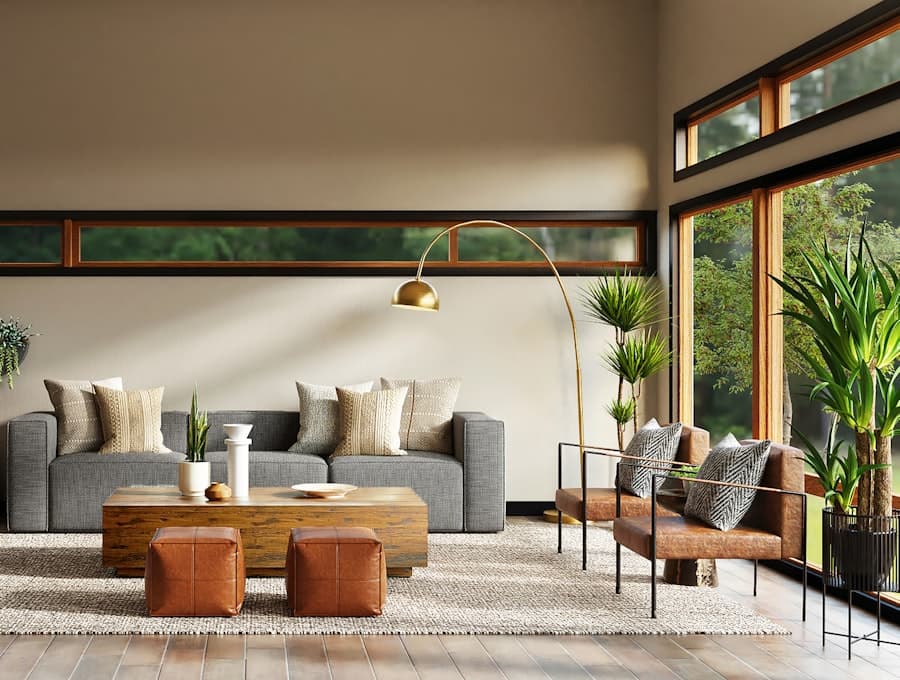 Warm, plant-filled living corner